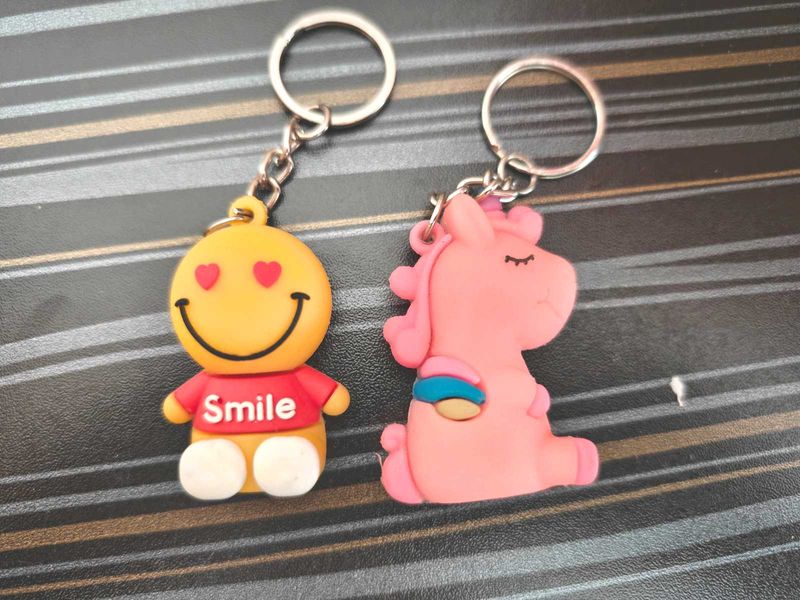 Cute Keychains - smiley &amp; Unicorn
