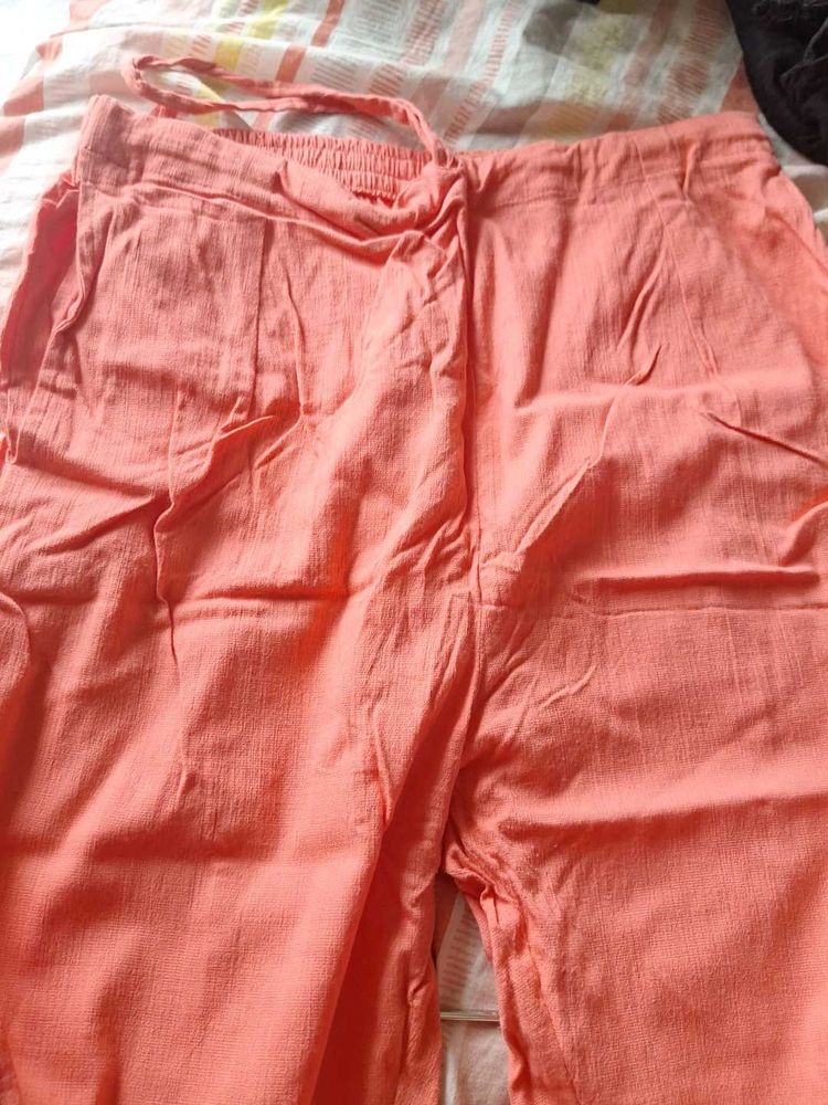 Coral Linen Palazzos