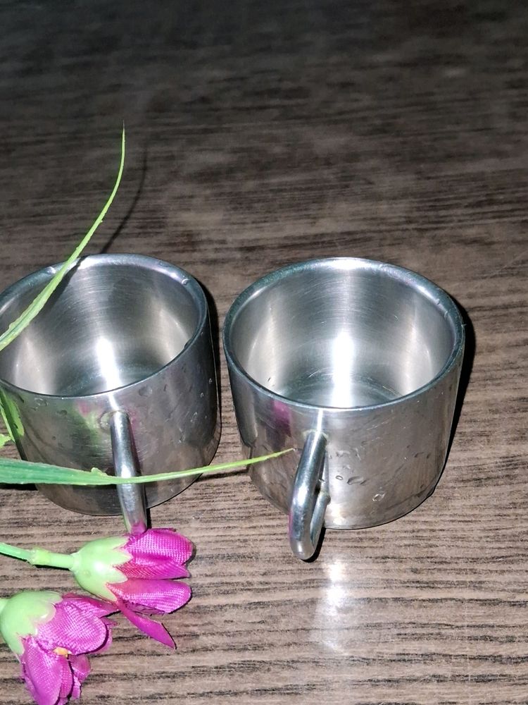 Vintage Metal Espresso Cups - Set of 2