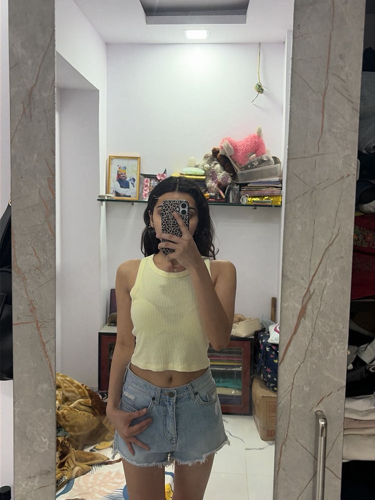 Cute Yellow Cropped Tank Top