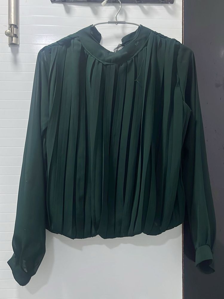 Elegant Pleated Long Sleeve Top