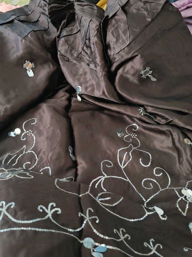 Embroidered Brown Lehenga with 2.5 meter flare