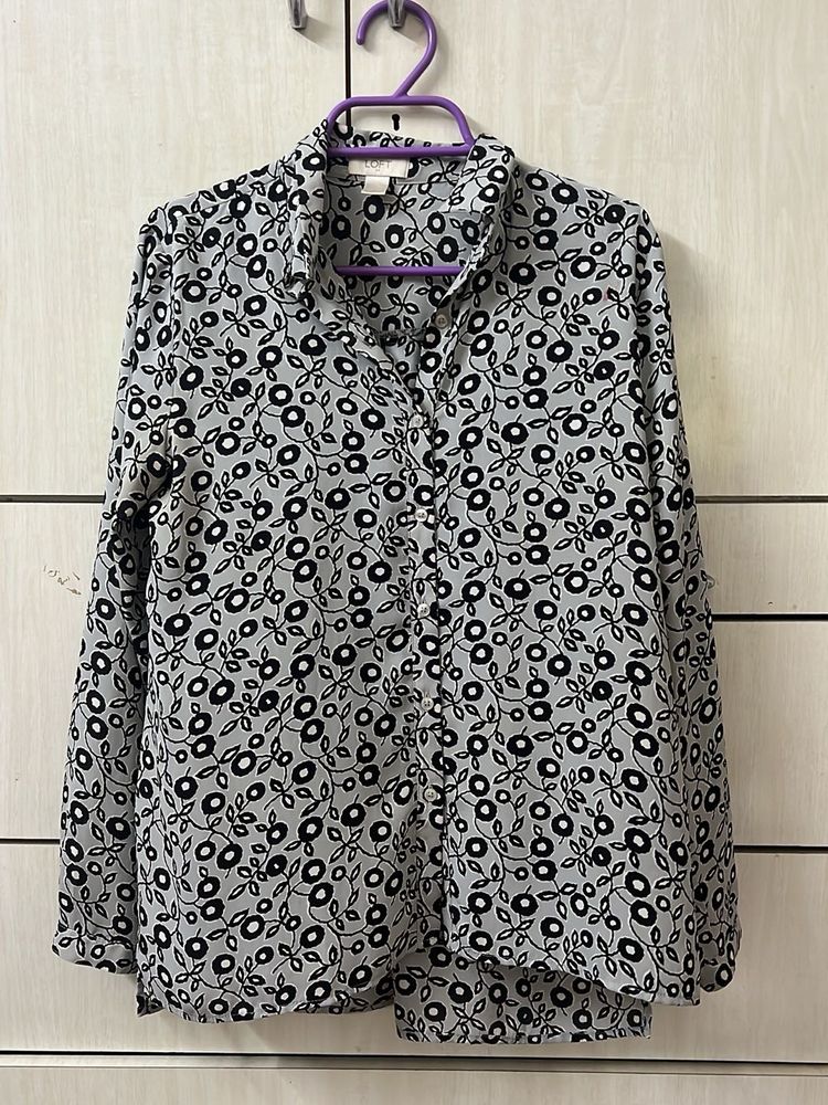 Floral Print Button-Up Blouse