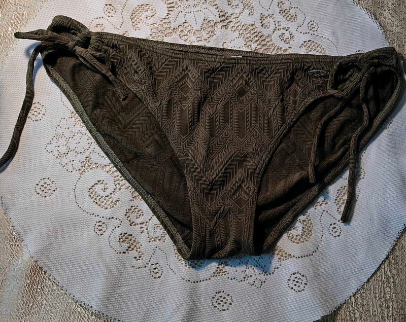 Olive Green Textured Bikini Bottom