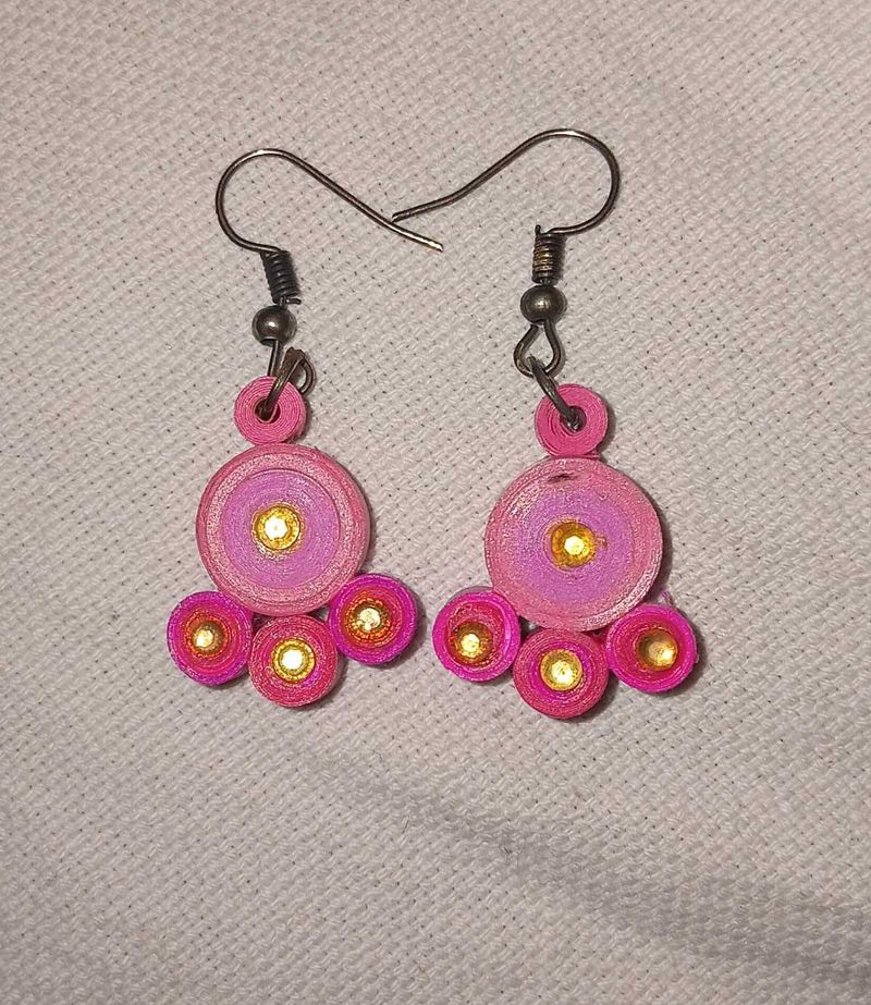 Handmade Pink Quilled Earrings