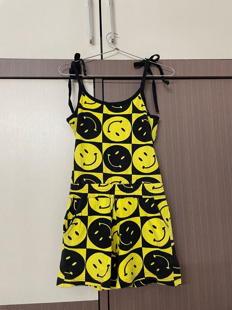 yellow Black smile jumpsuit