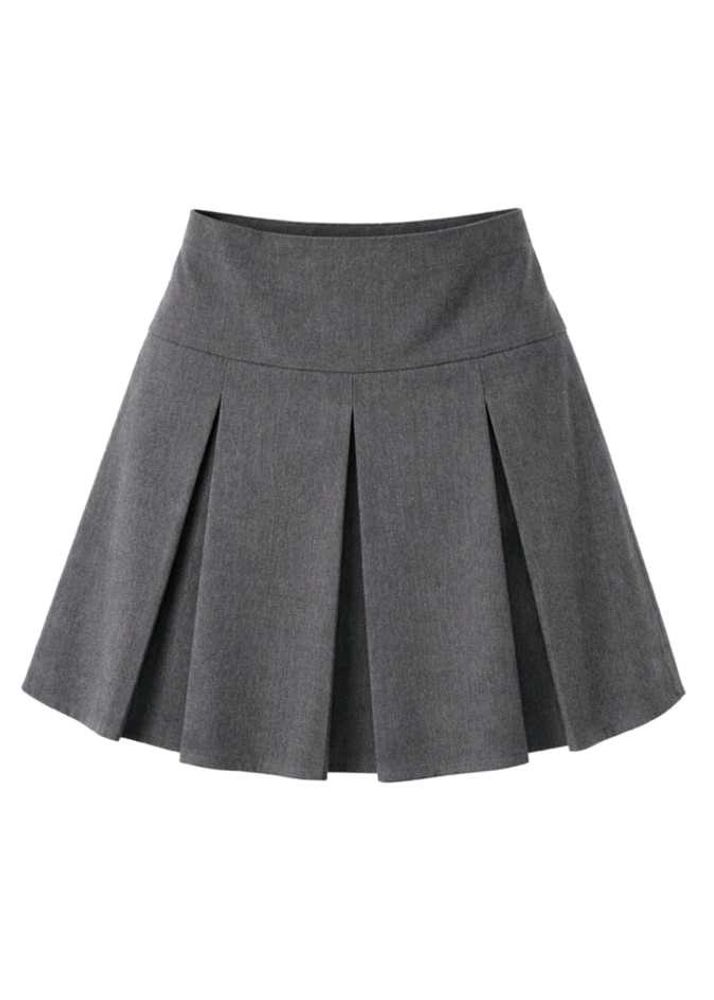 Grey Pleated Mini Skirt