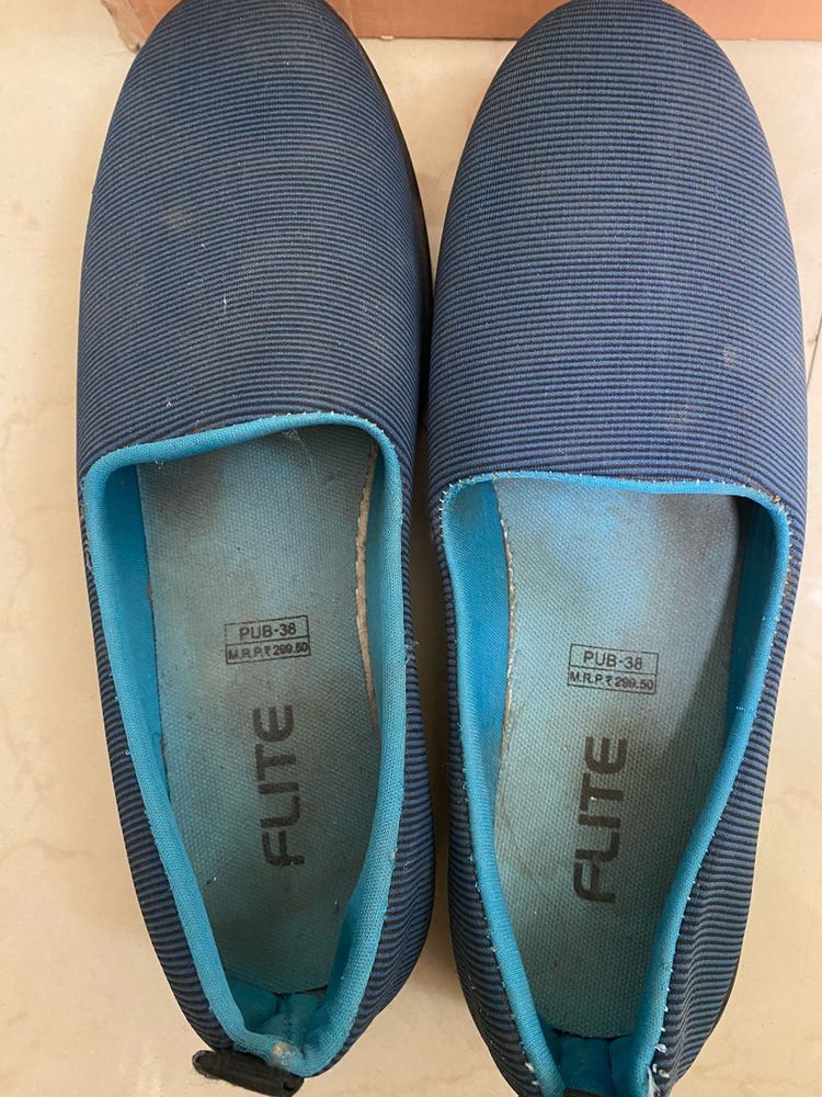 Blue Striped Flats