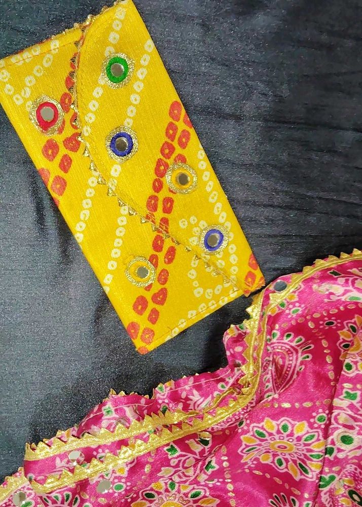 Vibrant Yellow Clutch bag with Mirror Work