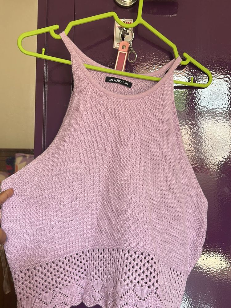Lavender Knit Crop Top