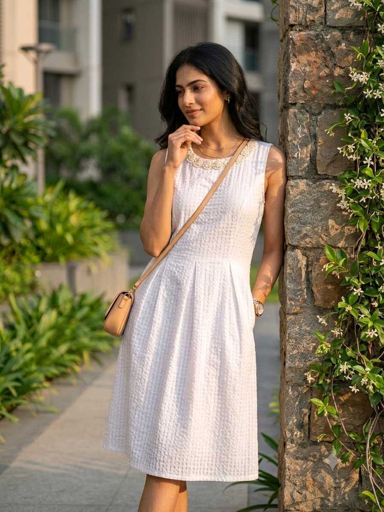 Elegant White Sleeveless Dress