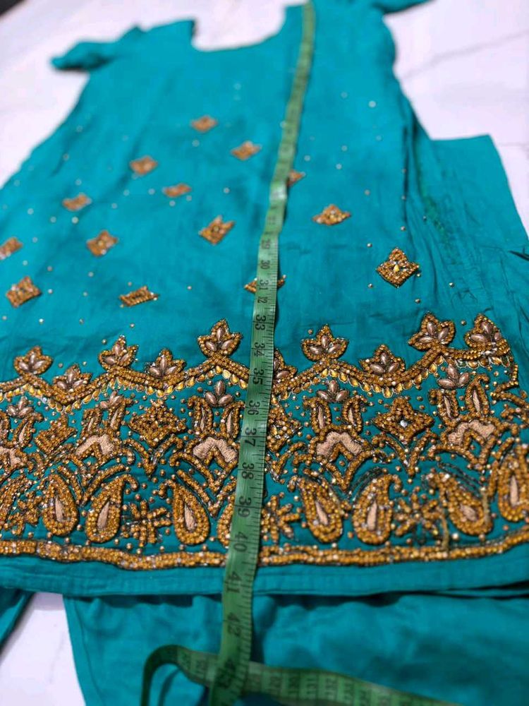 shinney soft fabric handwork dress