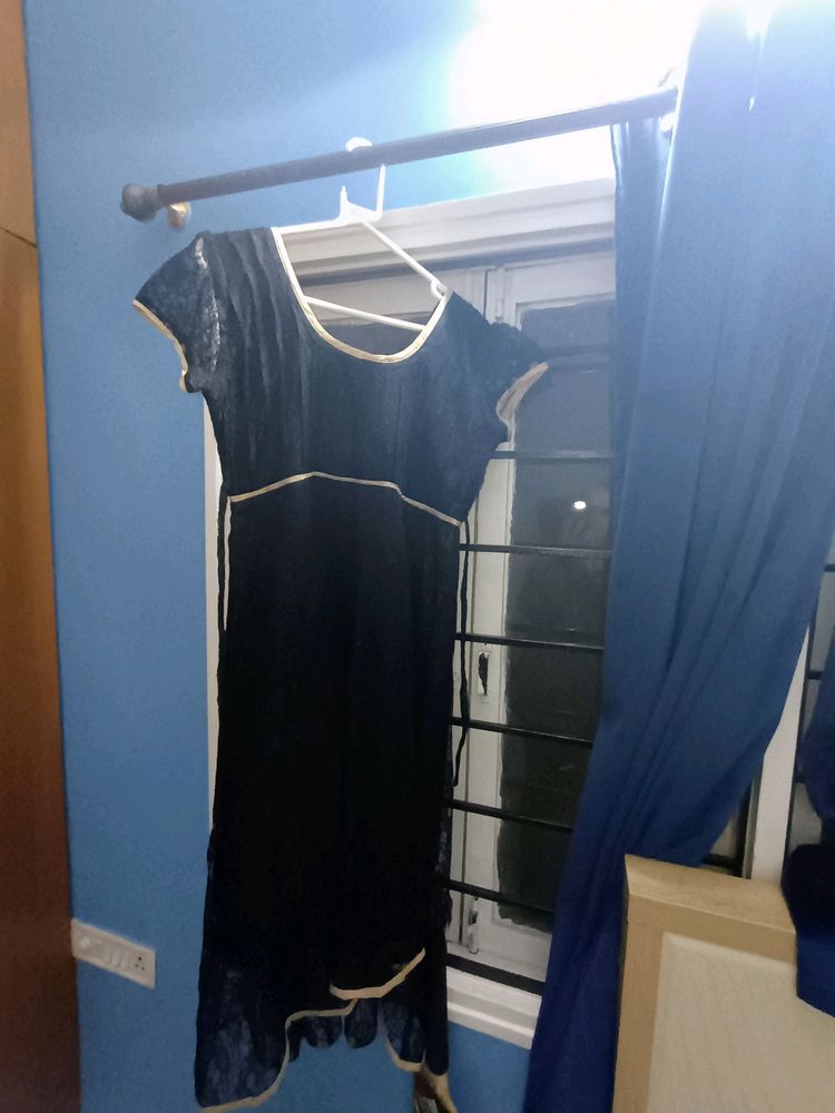 Black Net Midi Dress
