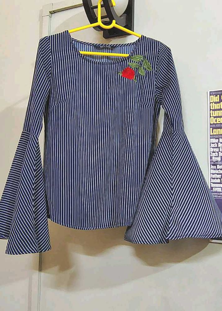 Striped Bell Sleeve Top