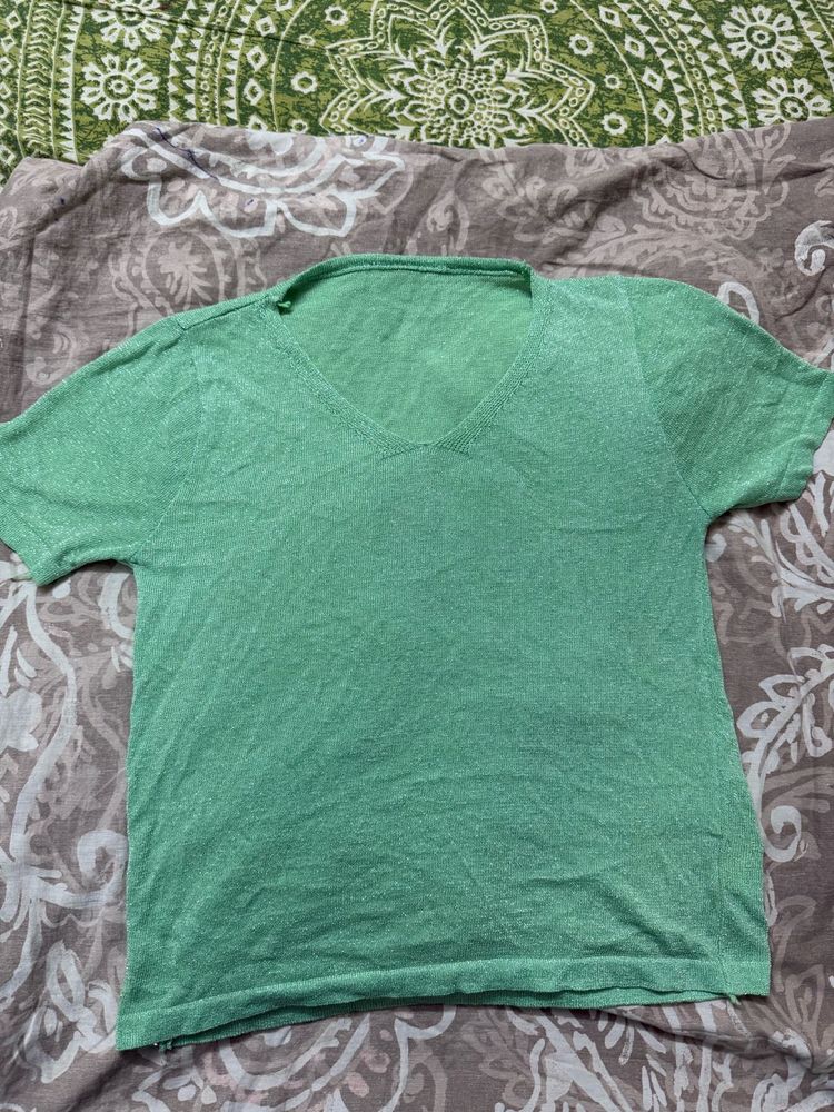 Pastel Green Shiny Top