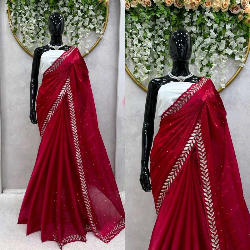 Stunning Red Silk Saree with Embellishments