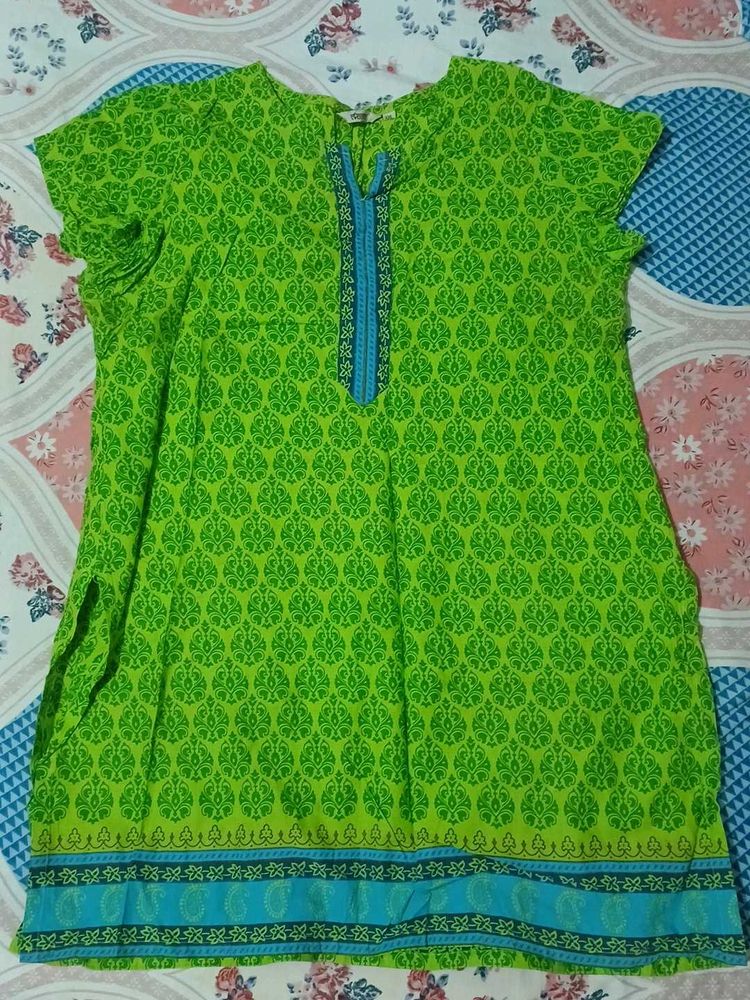 Vibrant Green Printed Kurta
