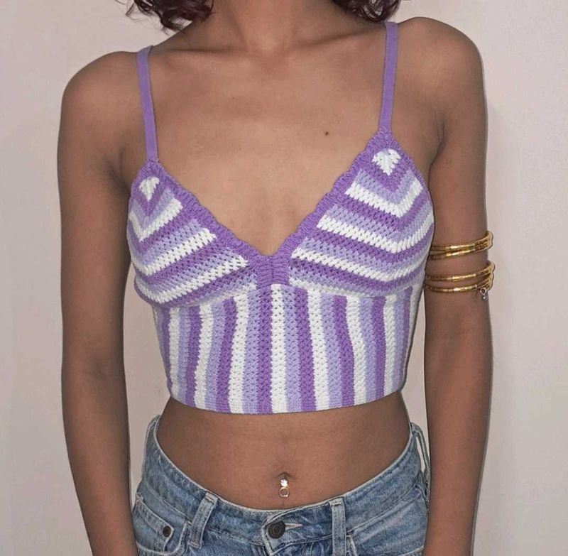Crochet Purple Crop Top
