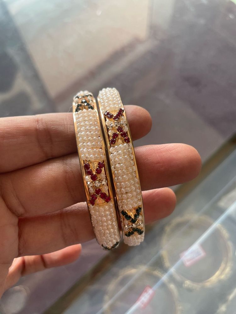Elegant Pearl &amp; Stone Bangles