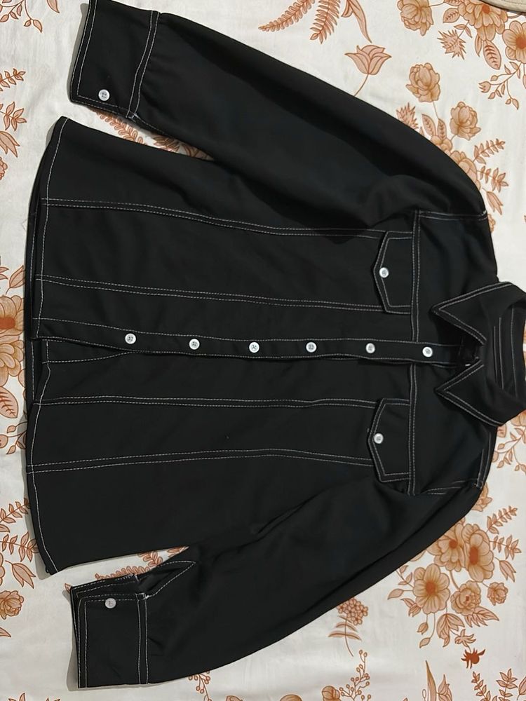 Retro Style Black Long Sleeve Shirt