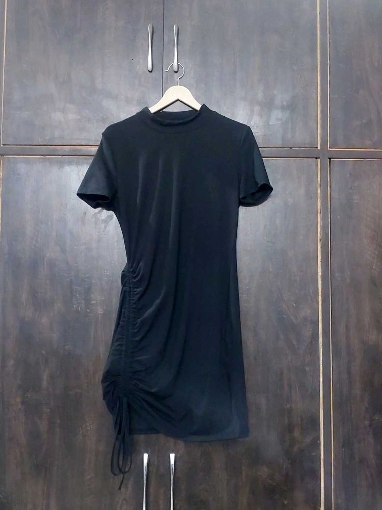 Chic Black Ruched Dress