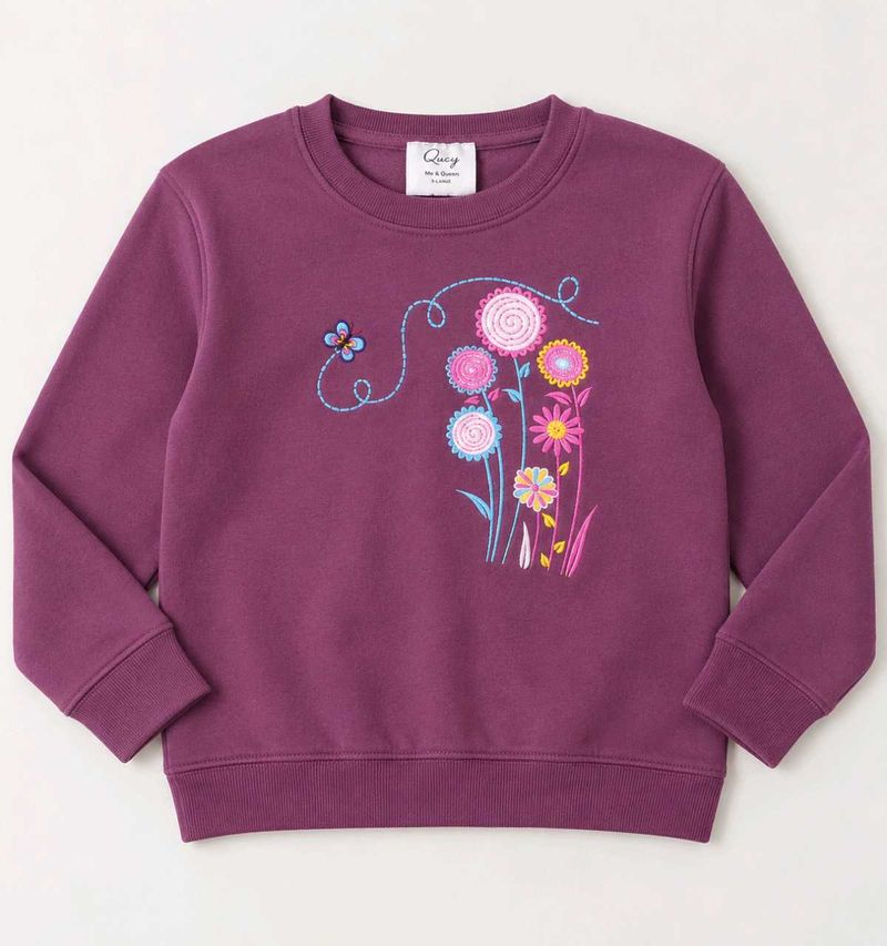 Floral Printed Maroon Sweatshirt – XL