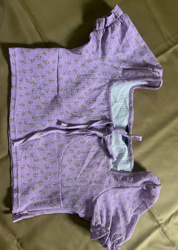 Cute Purple Floral Crop Top