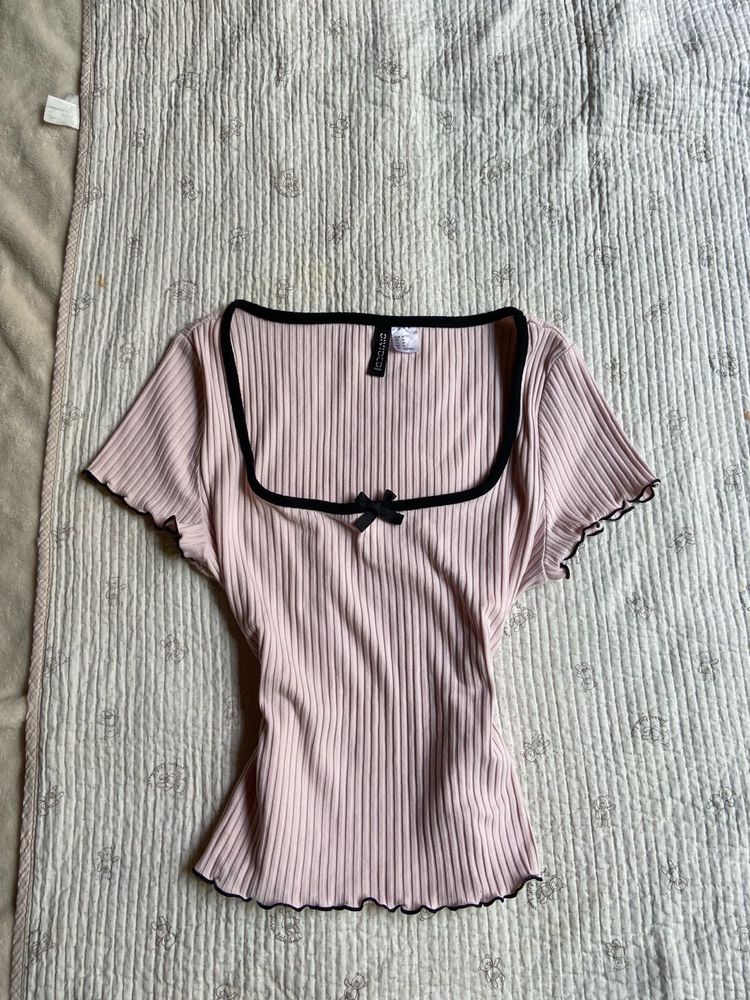 ribbed ribbon cute h&amp;m top