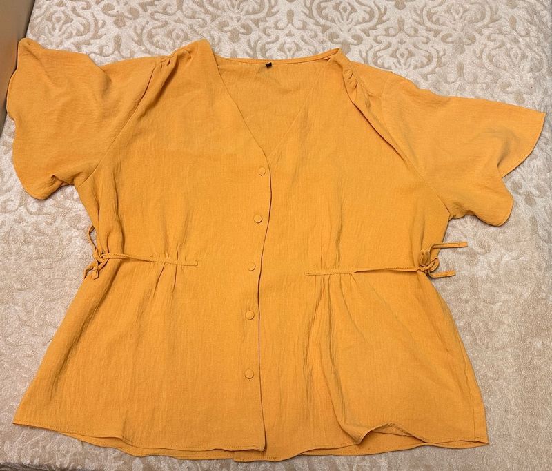 Stylish Yellow Button-Up Top