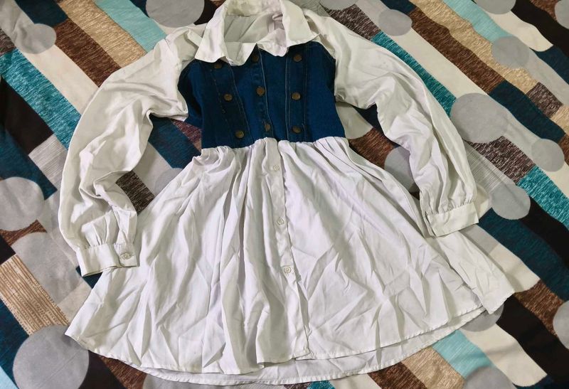 Denim Bodice White Dress