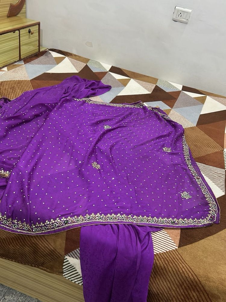 Purple Embroidered Kurta Set
