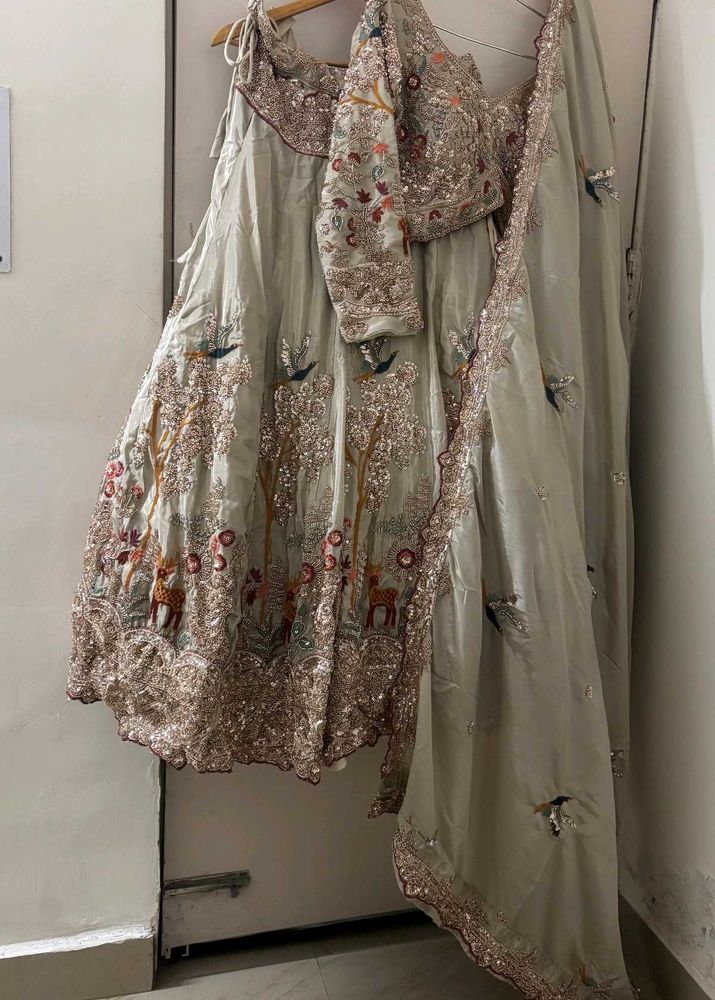 🆕Embroidered Sequin Designer Lehenga Champagne
