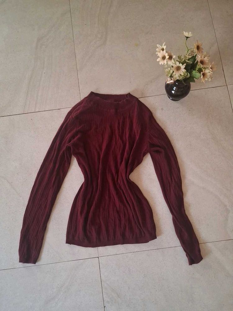 Burgundy Long Sleeve Top