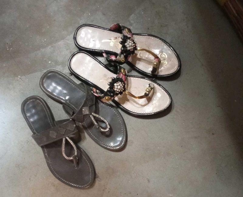Embellished Thong Sandals - Set of 2