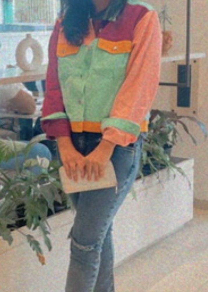 Color Block Button-Up Jacket