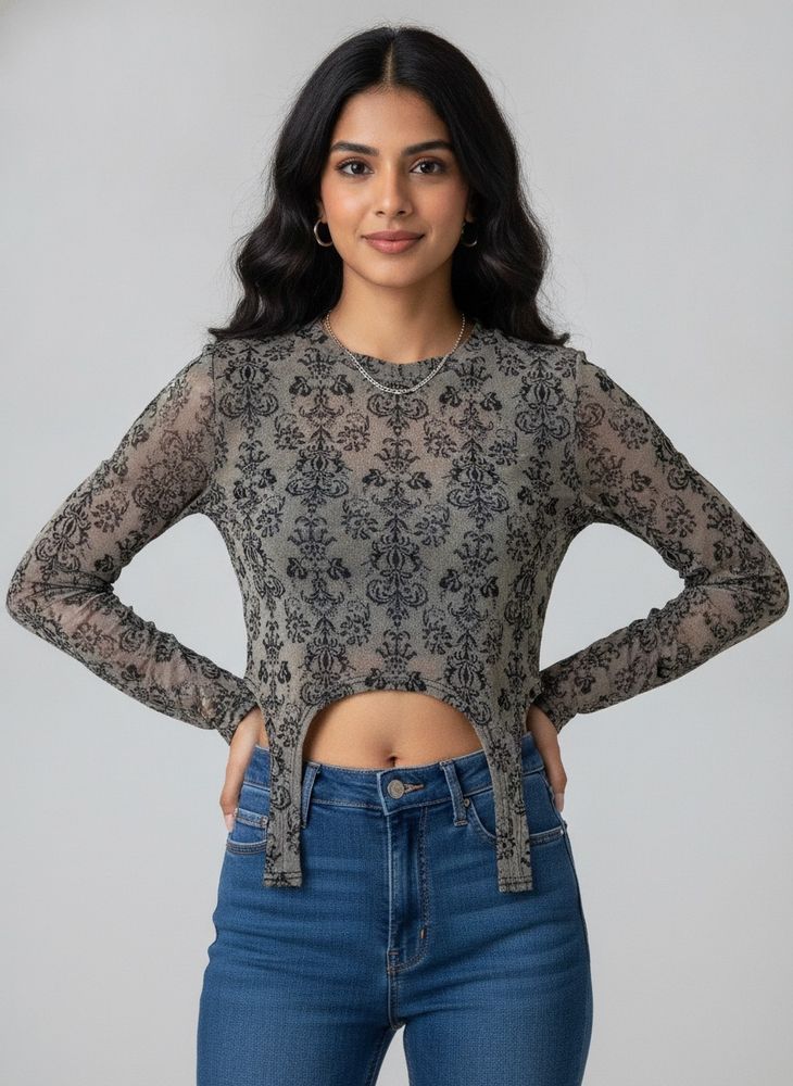 Unique Pattern Long Sleeve Top