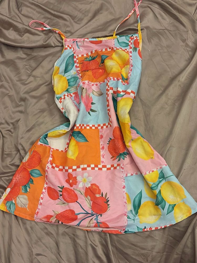 Fun Fruit Print Mini Dress