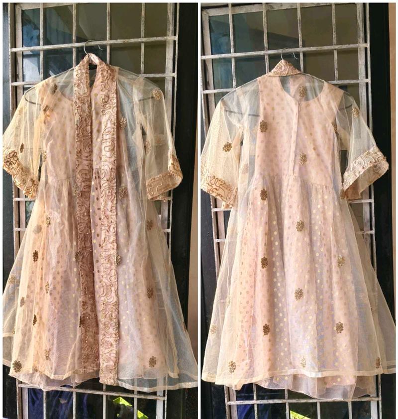 Very Amazing Frock With Net Shrug Set