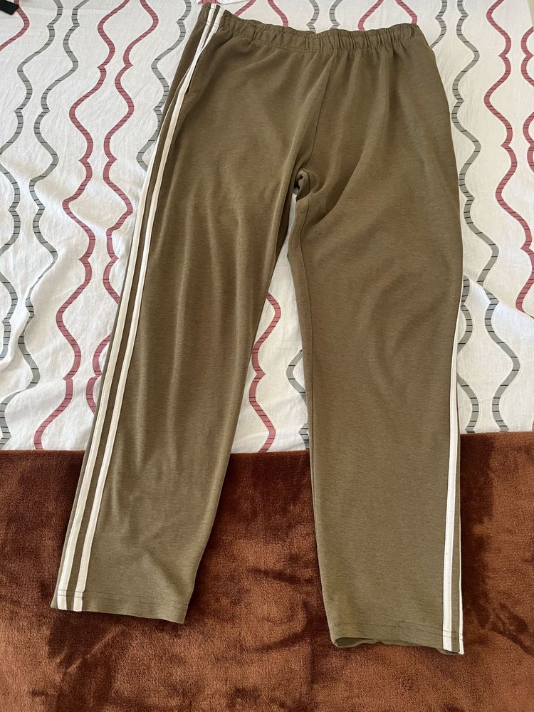 Olive Green Track Pants with Stripes