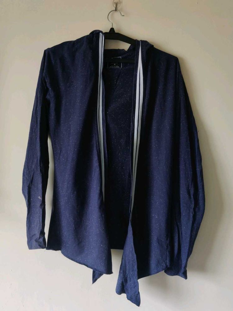 Men's Stylish Blue Open Cardigan Hoodie
