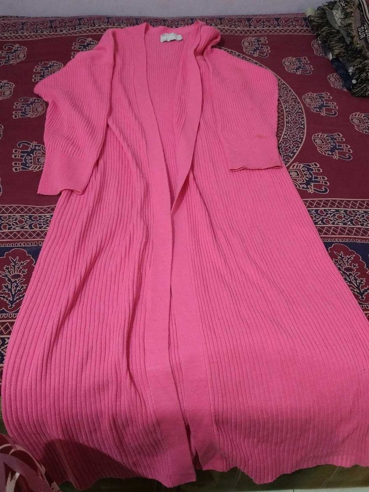 Pink Knit Duster Cardigan