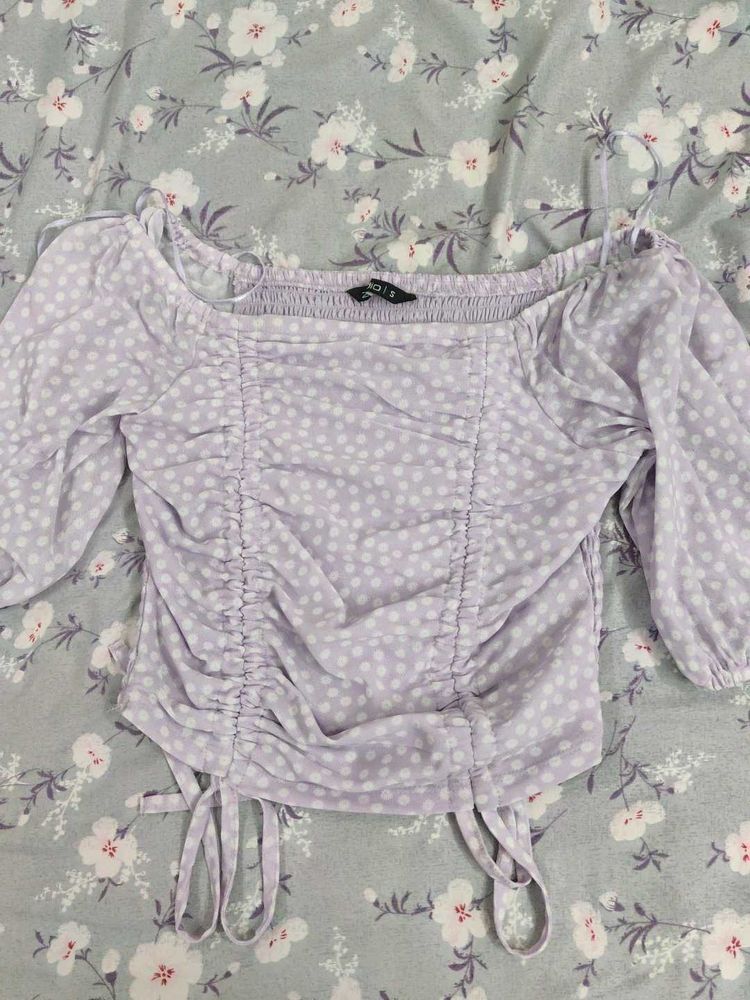 Chic Lavender Polka Dot Top