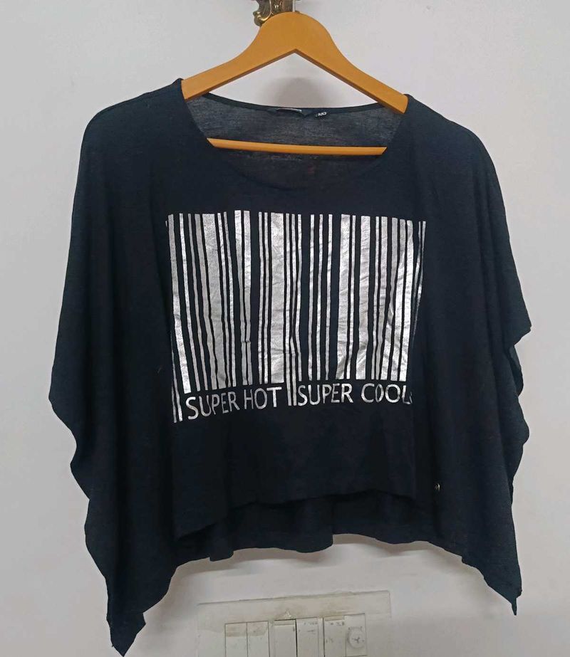 Black Graphic Print Oversized T-Shirt