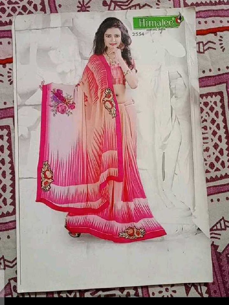 Beautiful Pink Embroidery Saree💗💗💖💖