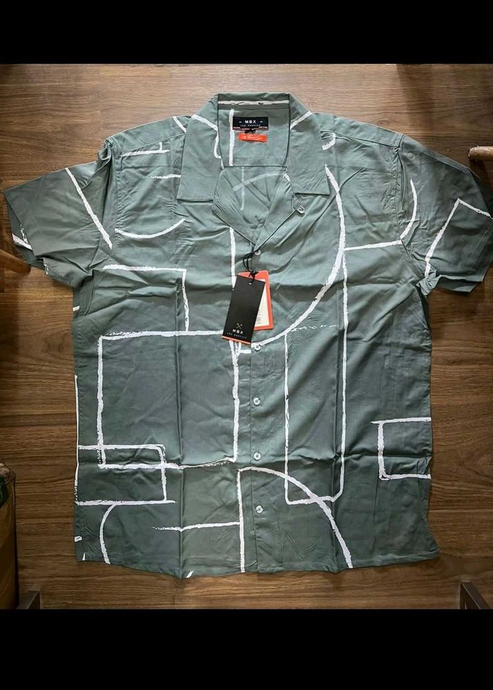 MBX Los Angeles Premium Green Printed Casual Shirt
