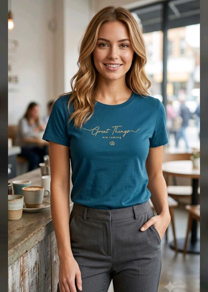 Stylish Blue T-Shirt with "Great Things"