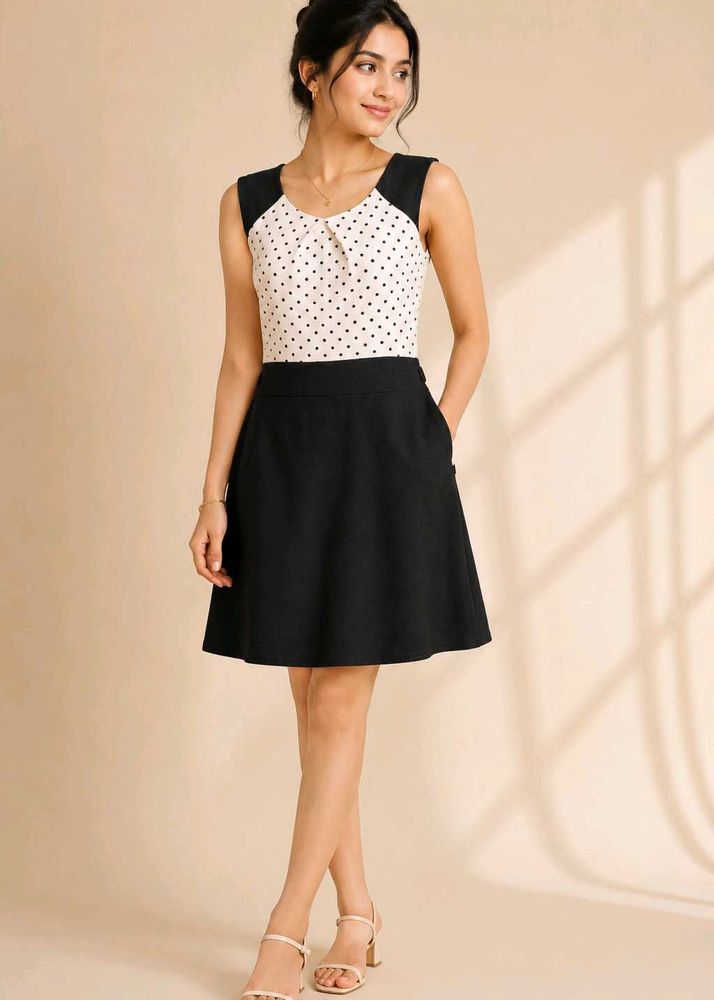 Chic Polka Dot &amp; Black Skater Dress