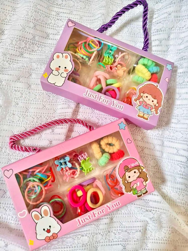 Cute Hair Accessory Set for Kids purple box