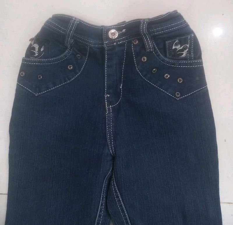 Dark Wash Embroidered Jeans