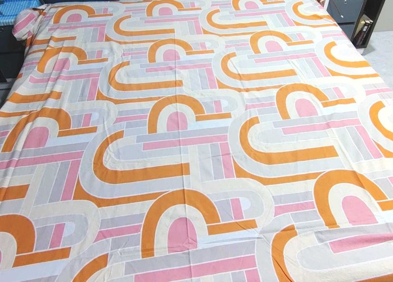 Double Bed Sheets With Two Pillow Cover